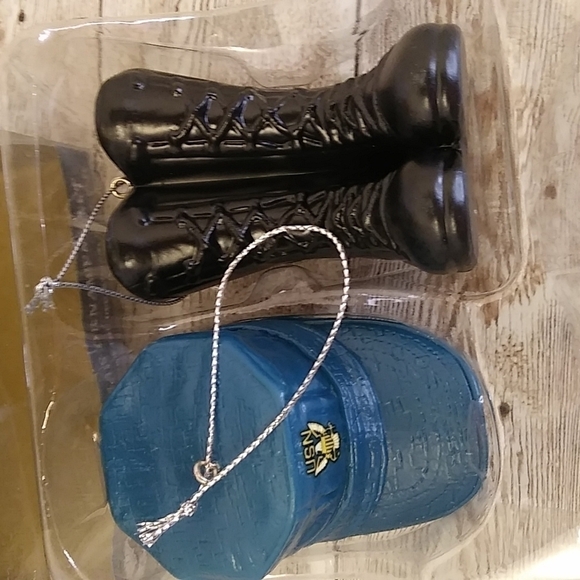 Navy Christmas Ornament Set by Kurt S. Adler,  Cap & Boots - Picture 2 of 5